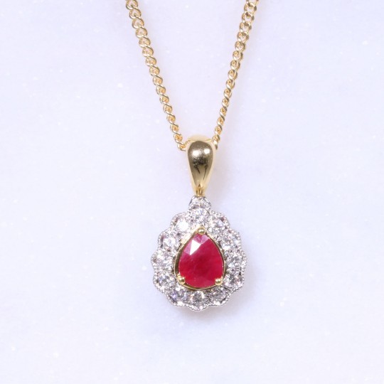 Ruby & Diamond Pear Pendant