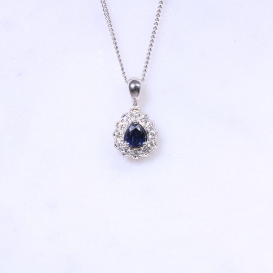 Sapphire & Diamond Pear Pendant