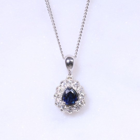 Sapphire & Diamond Pear Pendant