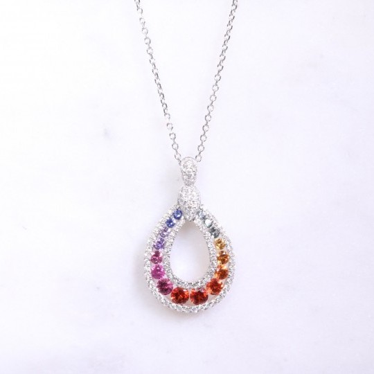 Multi Coloured Sapphire & Diamond Necklace