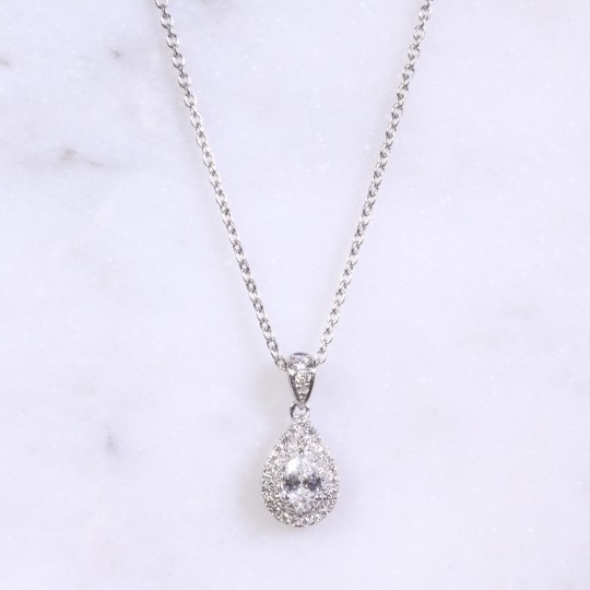Pear Shaped Diamond Cluster Necklace