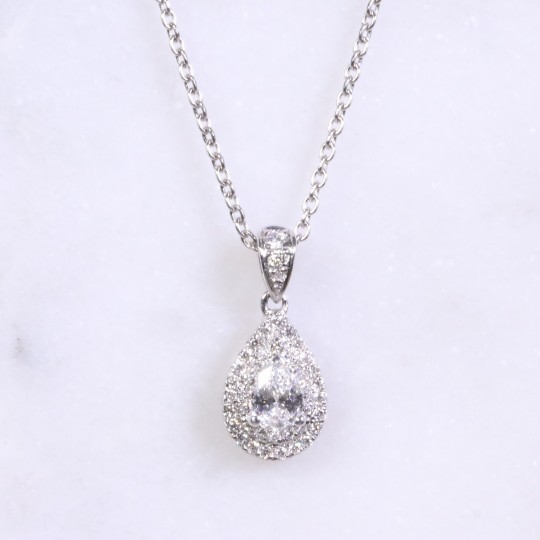 Pear Shaped Diamond Cluster Necklace