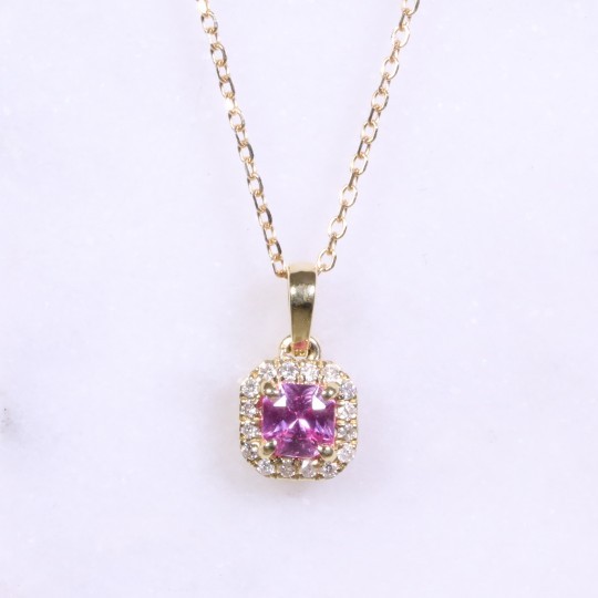 Pink Sapphire & Diamond Necklace