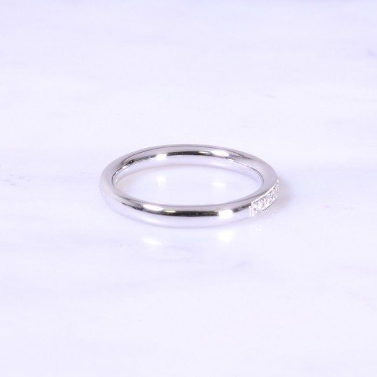 Grain Set Diamond Half Eternity Ring With Milgrain 2.5mm