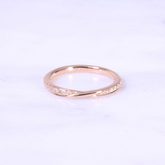 Rose Gold Twist Diamond Eternity Ring 2mm