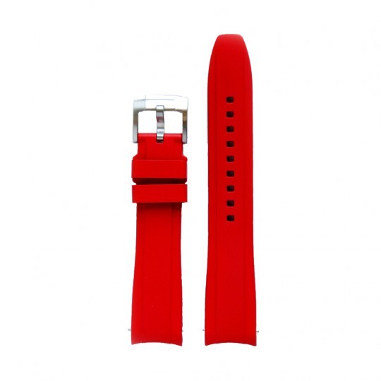 Everest Curved End Red Rubber Strap With Tang Buckle