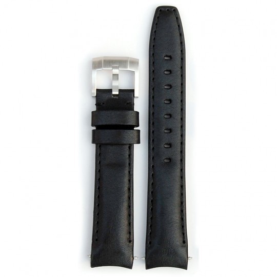 Everest Curved End Leather Strap In Black