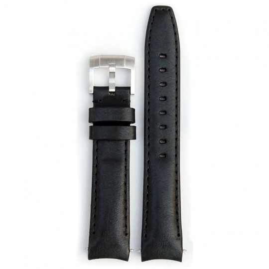 Everest Curved End Black Leather Strap