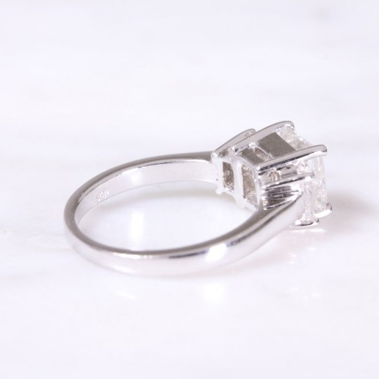 Princess and Baguette Cut 3 Stone Diamond Ring 