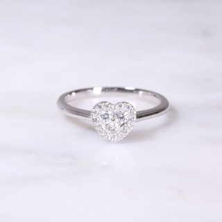 White Gold Diamond Heart Cluster Ring