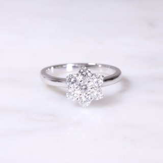 Platinum Round Brilliant Diamond Cluster Ring