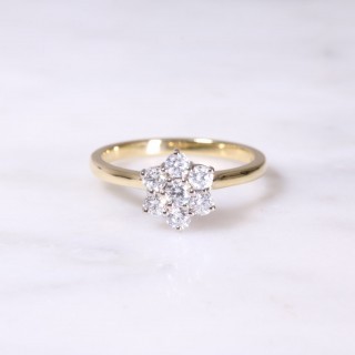 Yellow & White Gold Diamond Cluster Ring