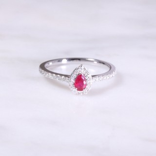 Ruby & Diamond Pear Shaped Ring