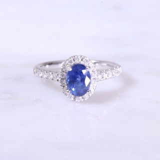 Oval Sapphire & Diamond Cluster Ring