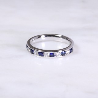 Sapphire & Diamond Channel Set Half Eternity Ring