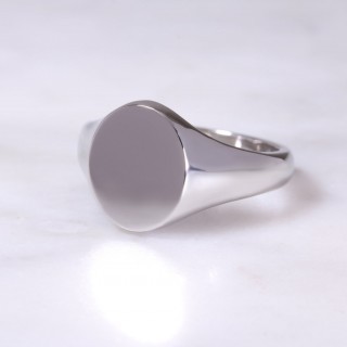 Platinum Oval Signet Ring Medium