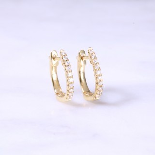 Diamond claw set huggie hoop earrings small