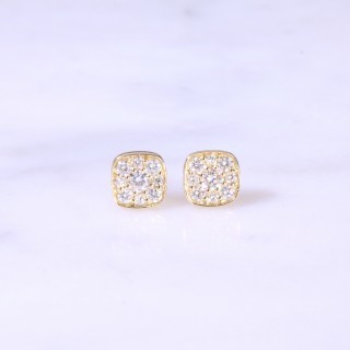 Cushion Button Diamond Earrings