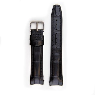 Everest Curved End Leather Strap In Black