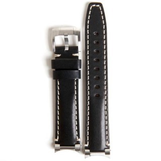 Everest Steel End Leather Strap in Black & White
