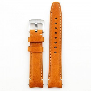 Everest Curved End Leather Strap In Tan