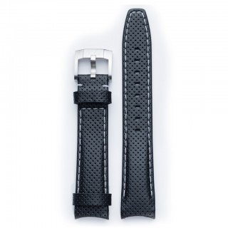 Everest Curved End Racing Leather Strap In Black & White
